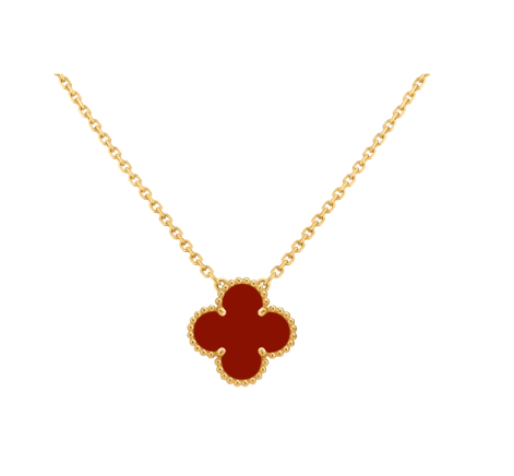 Elegant Four-Leaf Clover Necklace for Women Single Flower Double-Sided Pendant Black and White Mother-of-Pearl Red Agate Rose Gold Collarbone Chain Leisure Style Copper