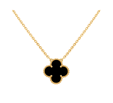 Elegant Four-Leaf Clover Necklace for Women Single Flower Double-Sided Pendant Black and White Mother-of-Pearl Red Agate Rose Gold Collarbone Chain Leisure Style Copper