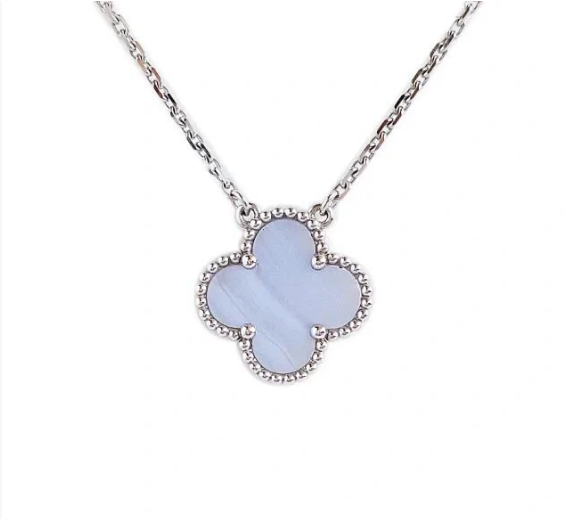 Elegant Four-Leaf Clover Necklace for Women Single Flower Double-Sided Pendant Black and White Mother-of-Pearl Red Agate Rose Gold Collarbone Chain Leisure Style Copper