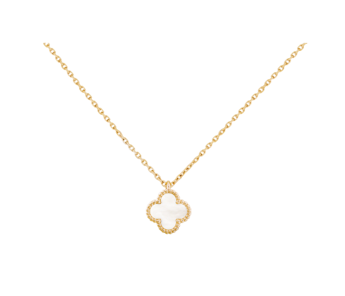 Elegant Four-Leaf Clover Necklace for Women Single Flower Double-Sided Pendant Black and White Mother-of-Pearl Red Agate Rose Gold Collarbone Chain Leisure Style Copper
