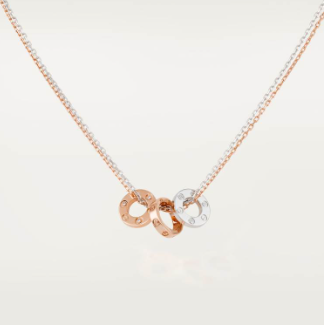 LOVE Collection Circular Pendant Necklace Single, Double, or Triple Ring Chain with Diamond Accents