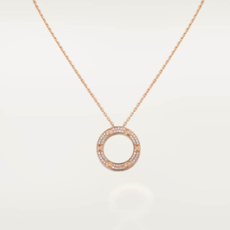 LOVE Collection Circular Pendant Necklace Single, Double, or Triple Ring Chain with Diamond Accents