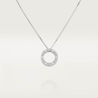 LOVE Collection Circular Pendant Necklace Single, Double, or Triple Ring Chain with Diamond Accents